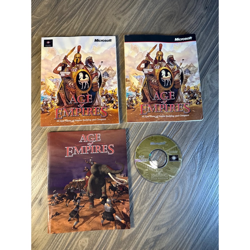 Vintage Age of Empires Gold Edition PC Microsoft RTS Gaming Bundle Works